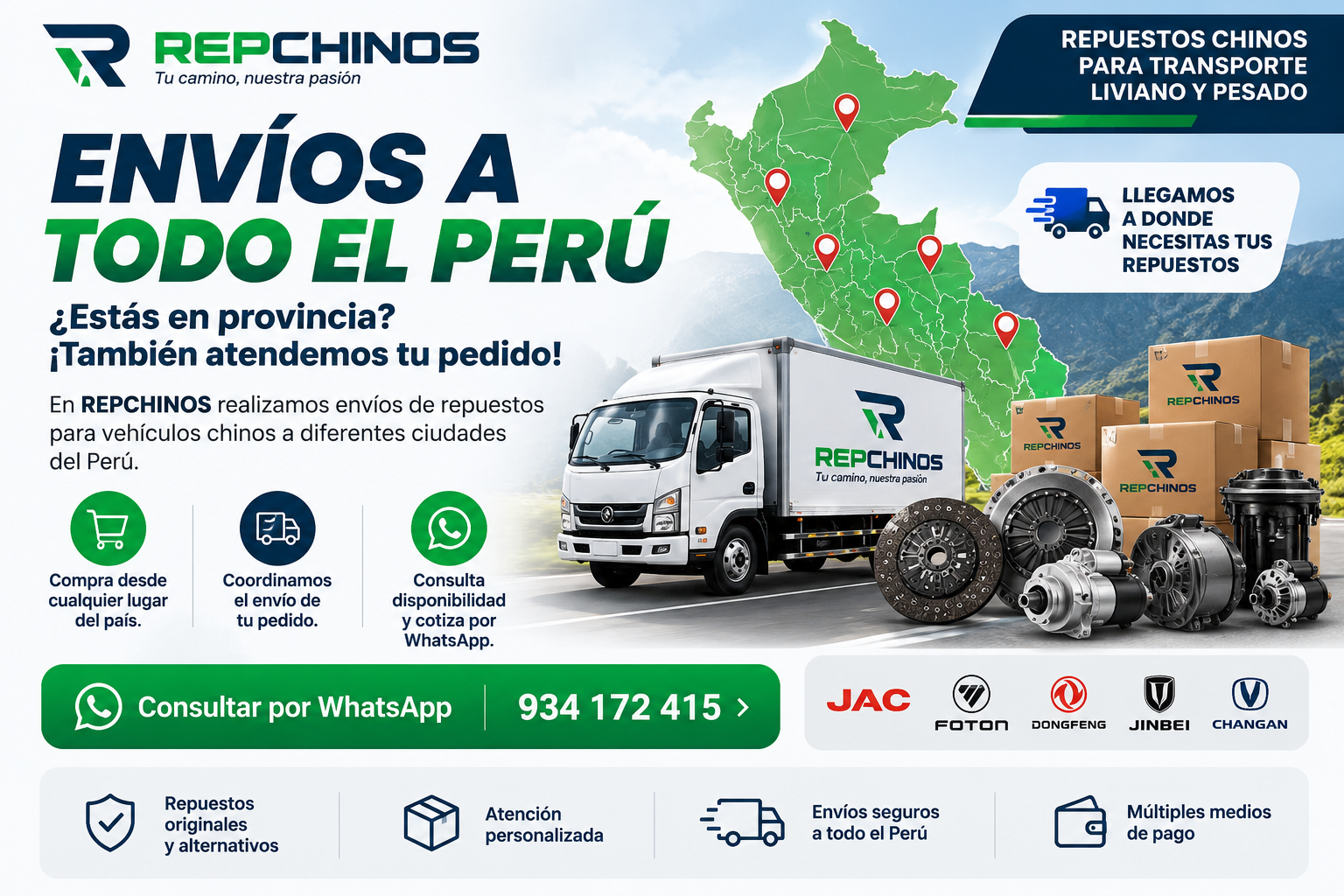 Envíos de repuestos REPCHINOS a provincias